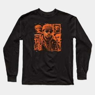 Thug Life Masterpiece Featuring Black Men on Orange Pattern Long Sleeve T-Shirt